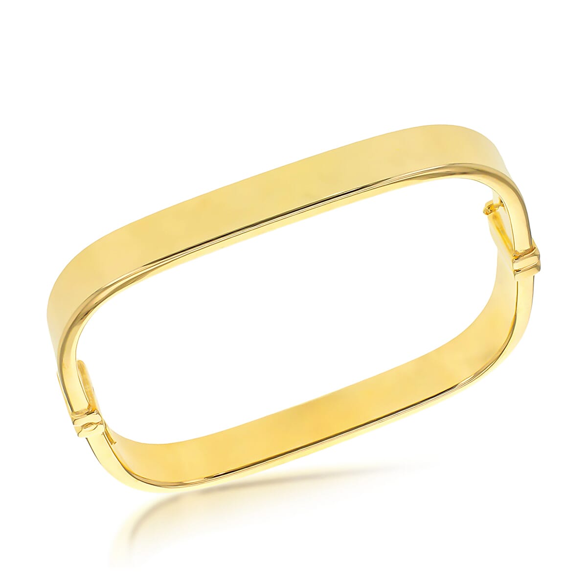 Sterling Silver Yellow Gold Plated 8mm Hollow Square Bangle 6.85 Inch