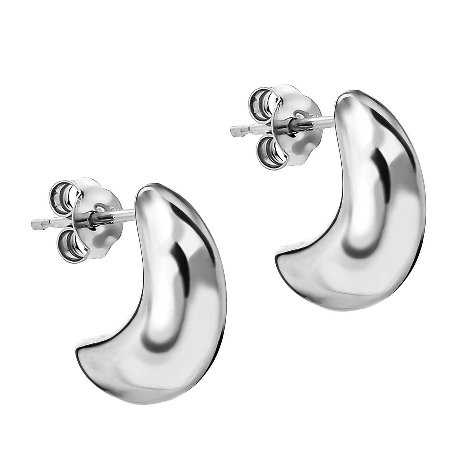 Sterling Silver 11mm x 26mm Electroform Half-Hoop Earrings