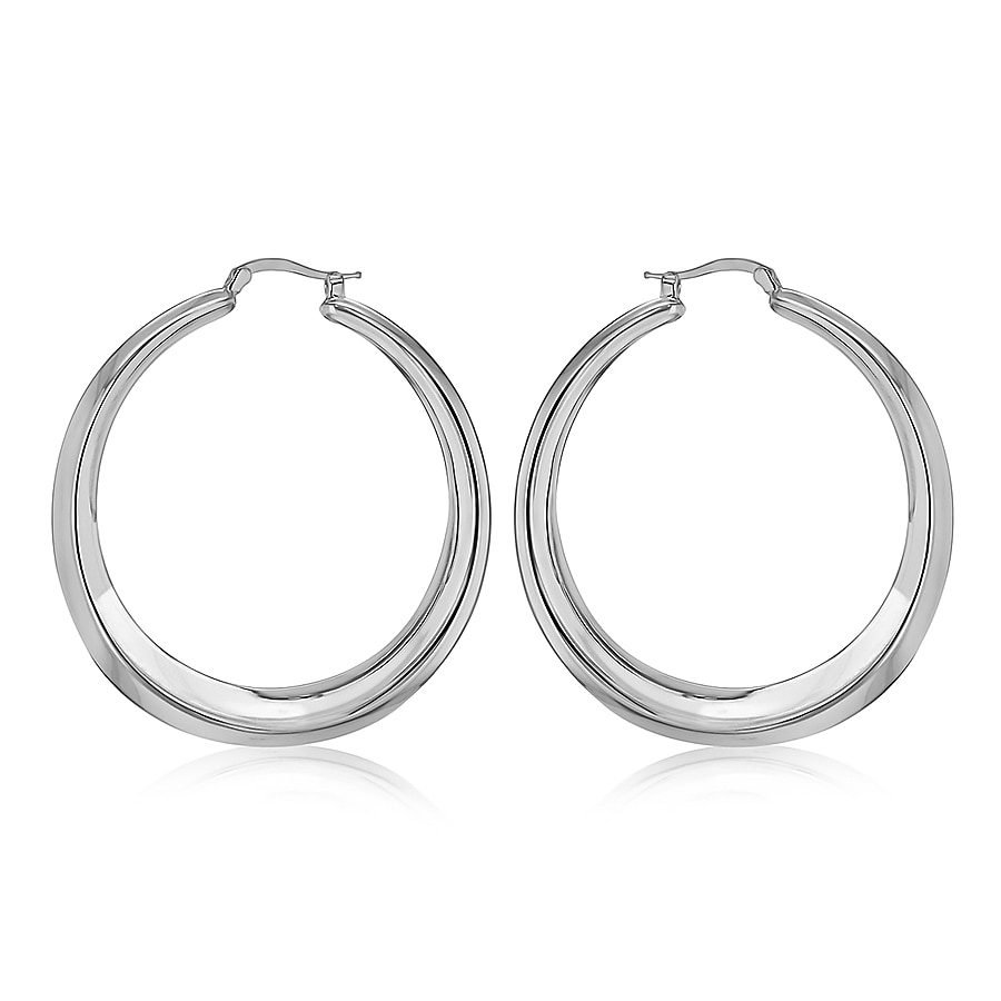 Sterling Silver Rhodium Plated 5mm Graduated Electroform Creole Earrings