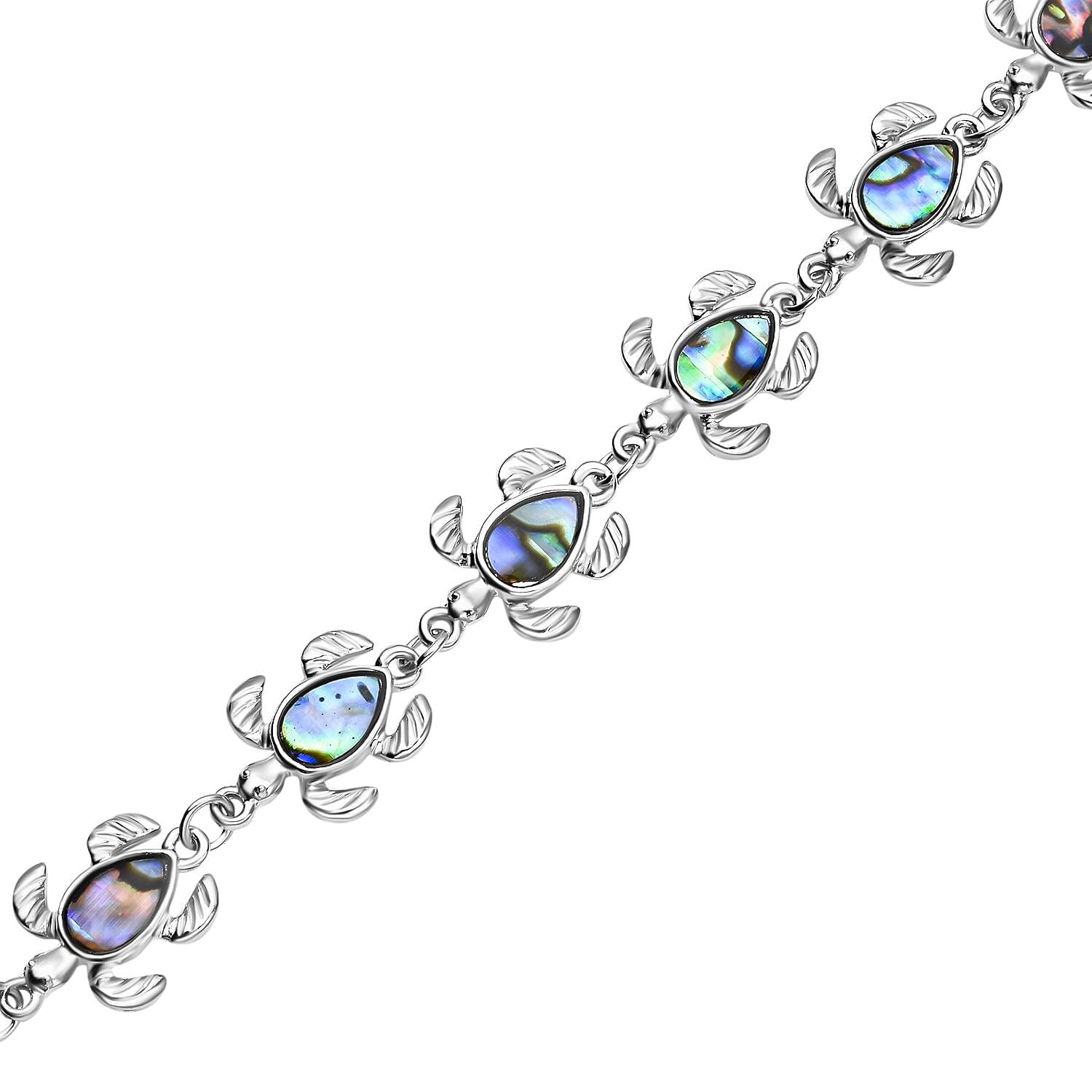 Abalone Shell Tortoise Bracelet (Size - 7.5-2 Ext) in Silver Tone 2.00 Ct.