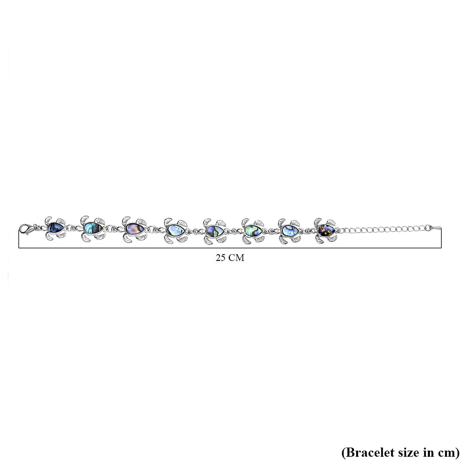 Abalone Shell Tortoise Bracelet (Size - 7.5-2 Ext) in Silver Tone 2.00 Ct.