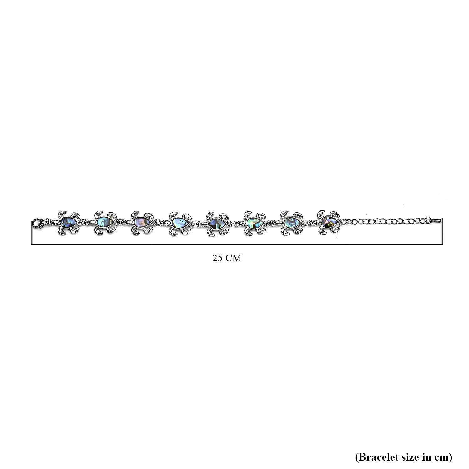 Abalone Shell Tortoise Bracelet (Size - 7.5-2 Ext) in Silver Tone 2.00 Ct.