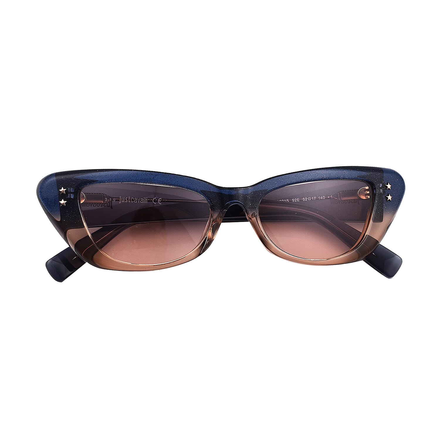 JUST CAVALLI Blue Two Tone Cat Eye Womens Sunglasses - Orange
