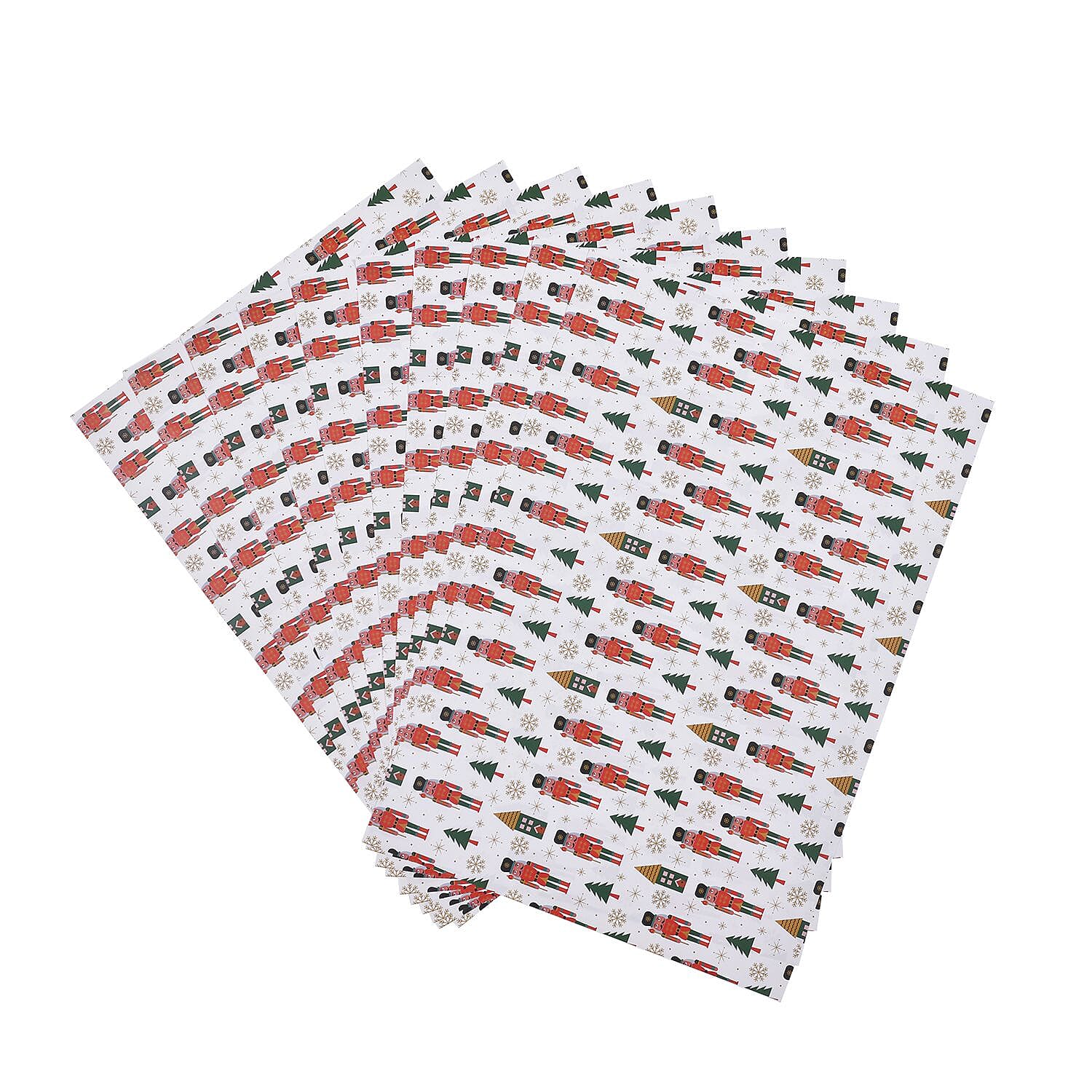 Set of 40 Pieces Christmas Theme Wrapping Papers (Size 51x74 Cm) -  White and Multi