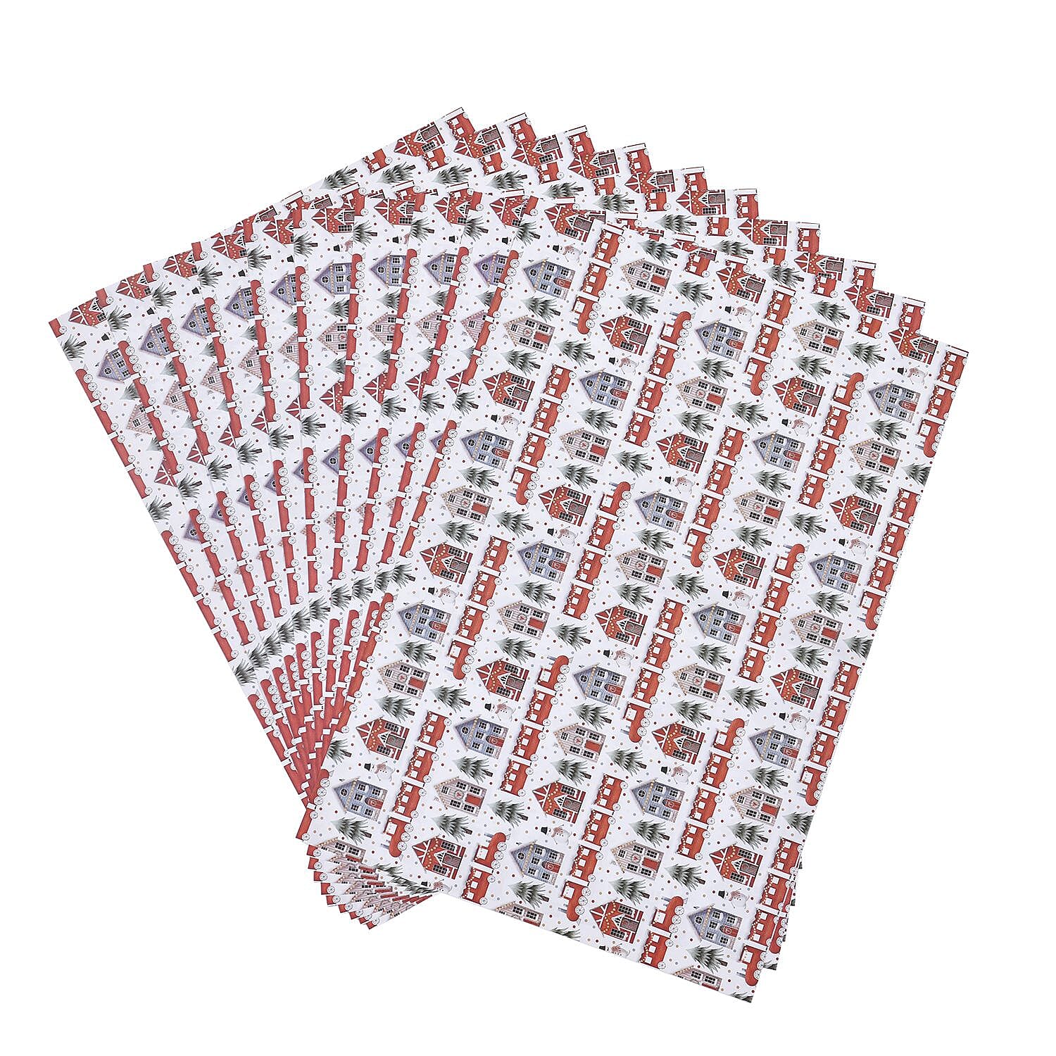 Set of 40 Pieces Christmas Theme Wrapping Papers (Size 51x74 Cm) -  White and Multi