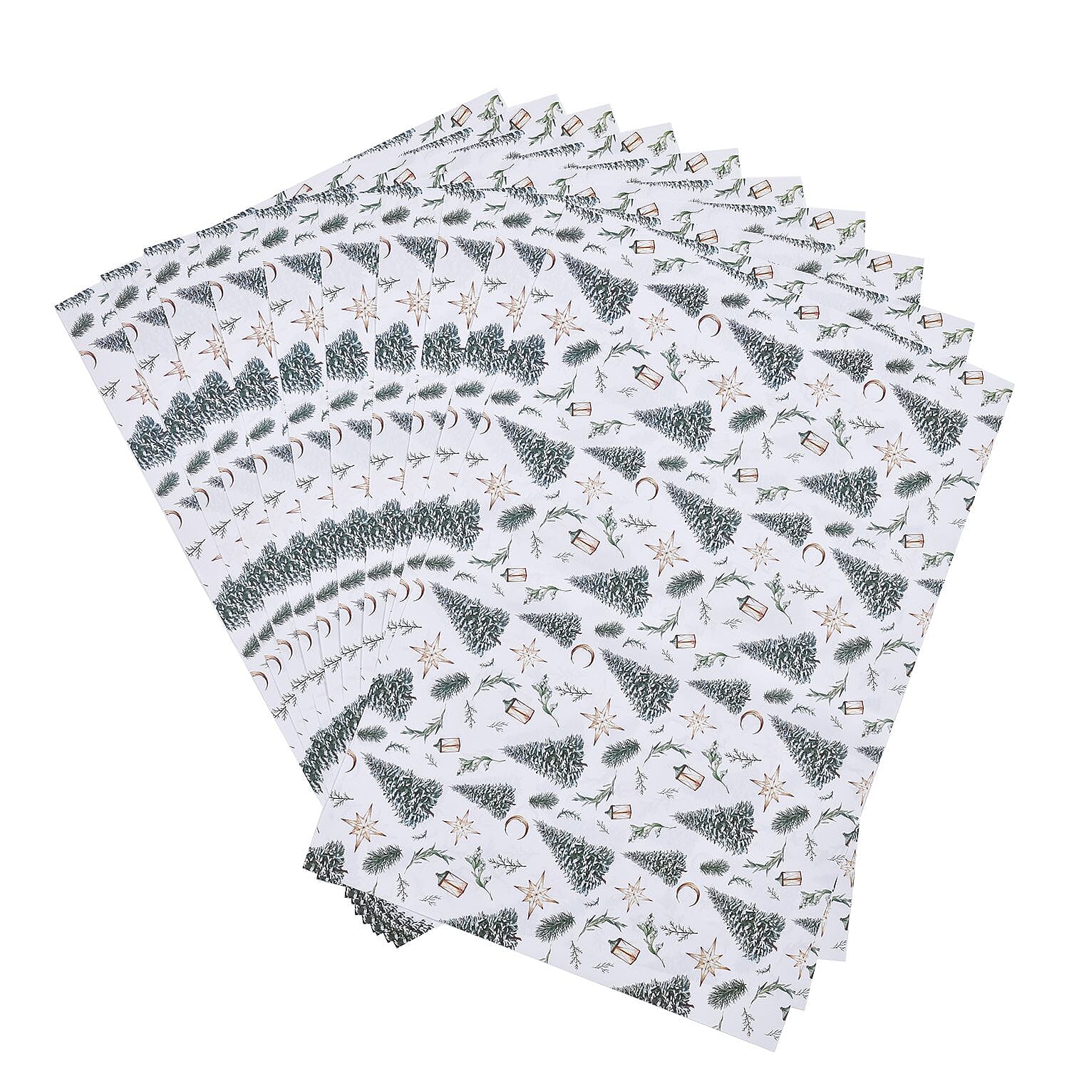 Set of 40 Pieces Christmas Theme Wrapping Papers (Size 51x74 Cm) -  White and Multi