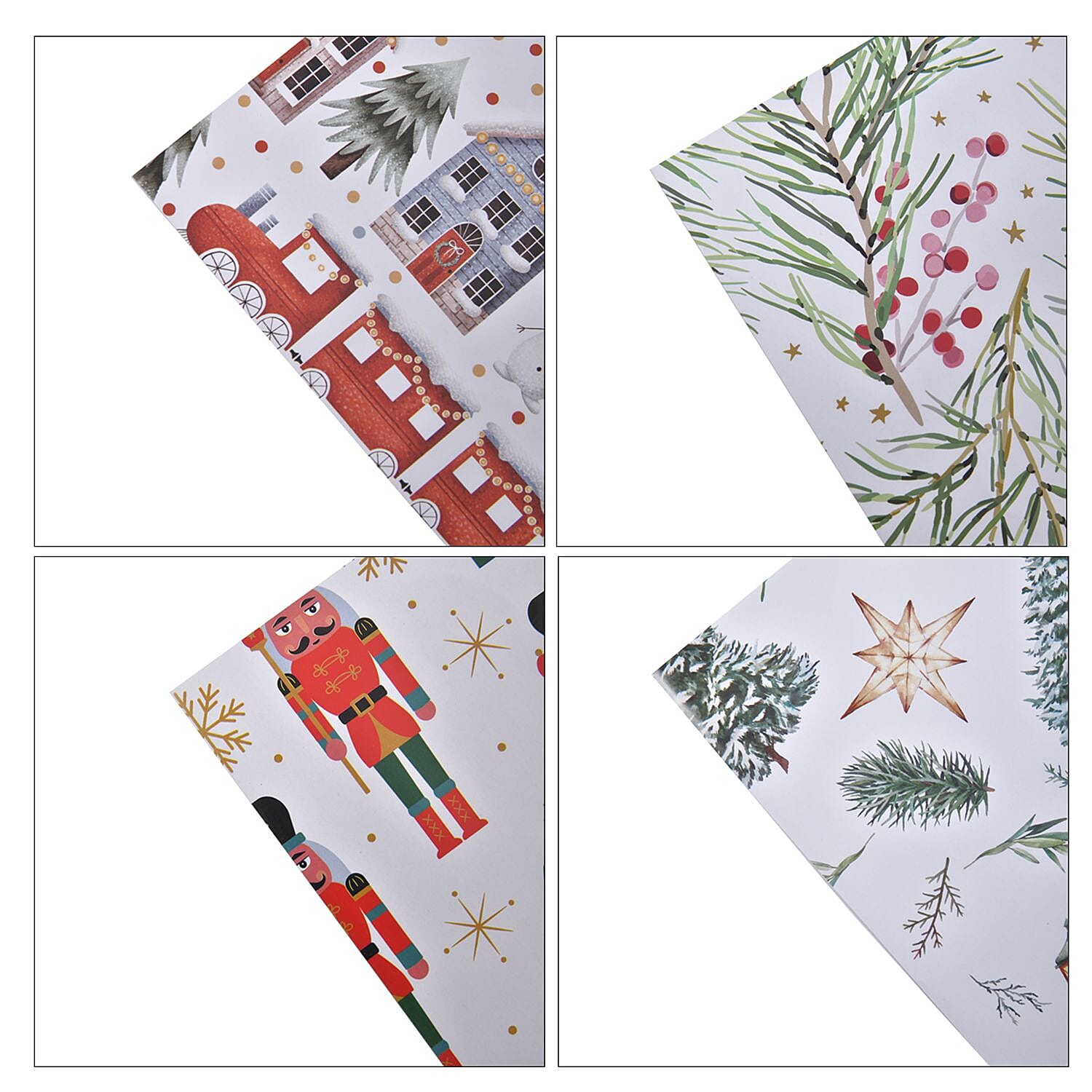 Set of 40 Pieces Christmas Theme Wrapping Papers (Size 51x74 Cm) -  White and Multi