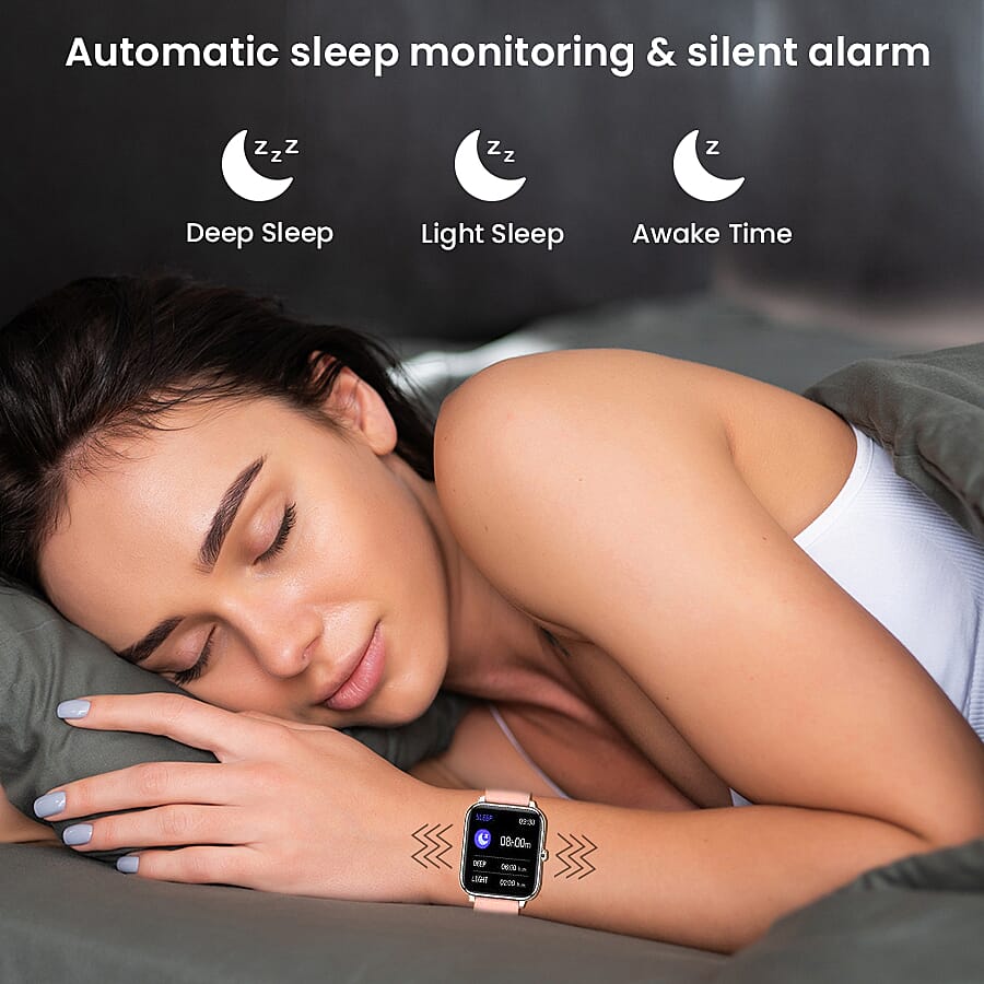 LETSCOM Smart Watch (Inclu.GPS Tracking, Fitness Track, Heart Rate Monitor & Music Control) with Pink Colour Strap