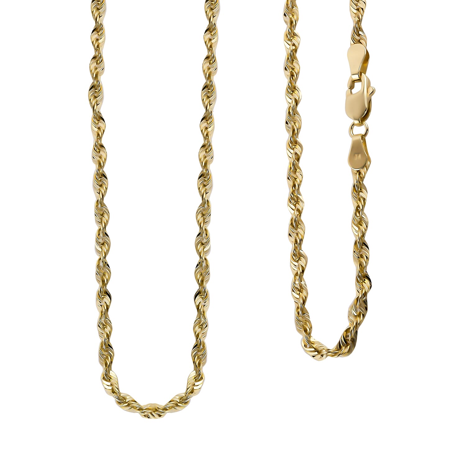 9K Yellow Gold Rope Necklace (Size - 30) With Lobster Clasp, Gold Wt. 5.49 Gms