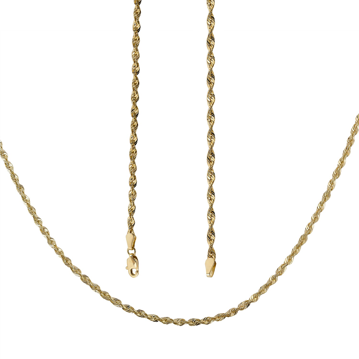 9K Yellow Gold Rope Necklace (Size - 30) With Lobster Clasp, Gold Wt. 5.49 Gms