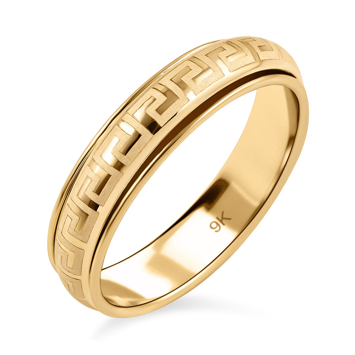 Close Out Deal - 9K Yellow Gold Greek Key Spinner Ring