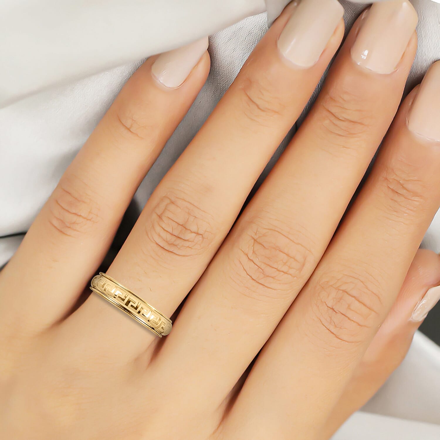 Close Out Deal - 9K Yellow Gold Greek Key Spinner Ring