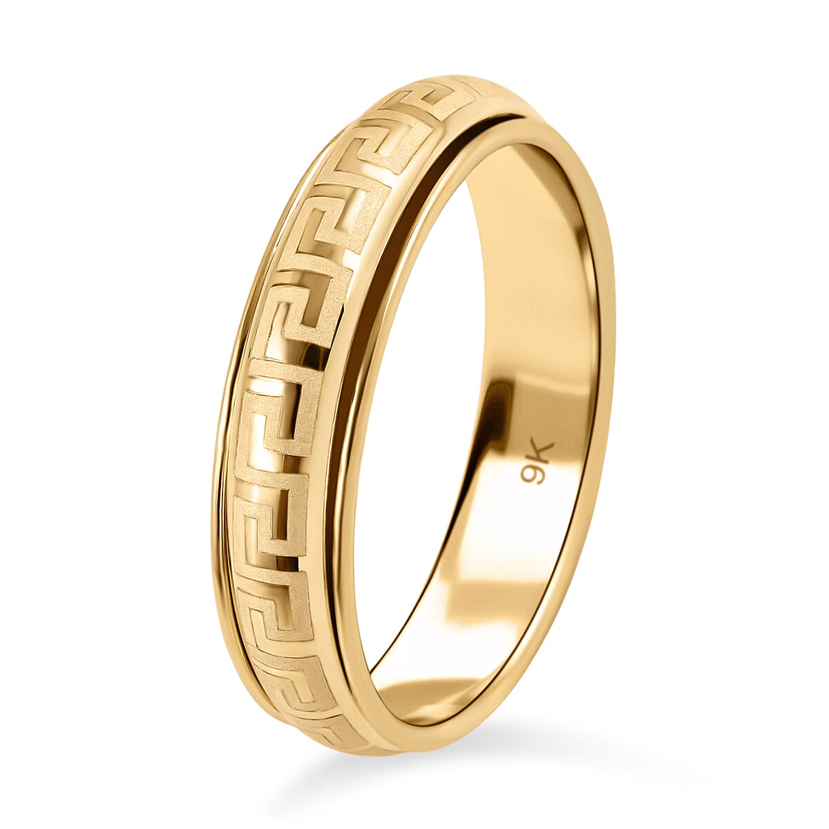 Close Out Deal - 9K Yellow Gold Greek Key Spinner Ring