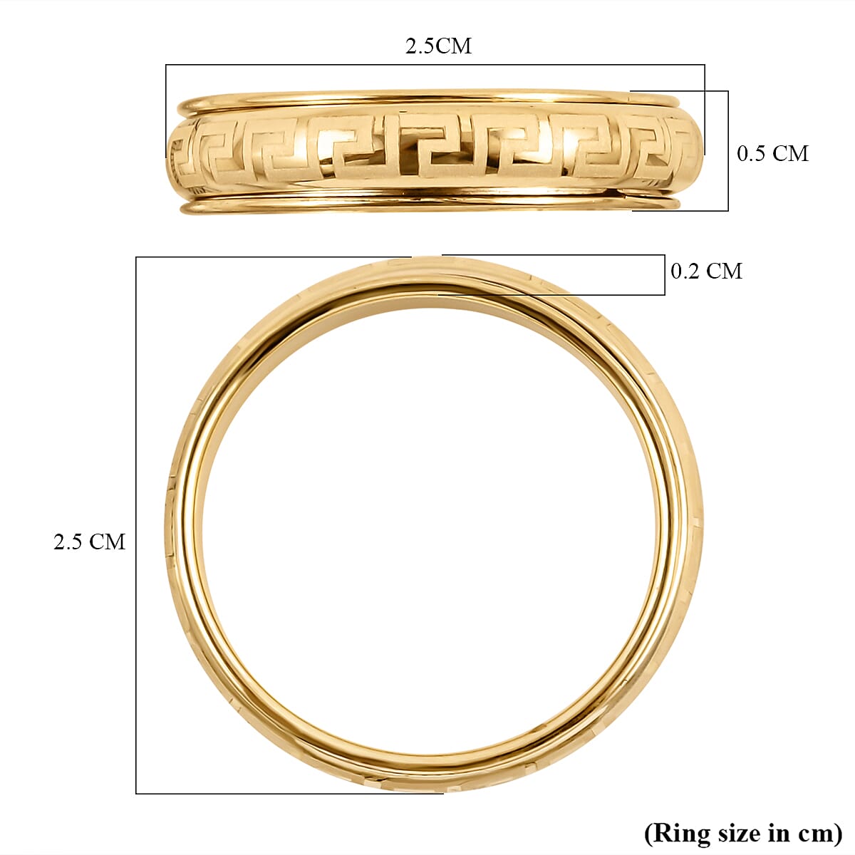 Close Out Deal - 9K Yellow Gold Greek Key Spinner Ring