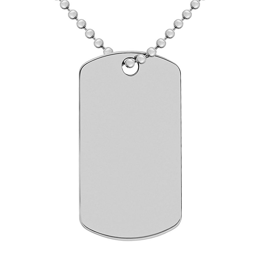 Sterling Silver 19mm x 34mm Dog-Tag Ball Chain 20 Inch