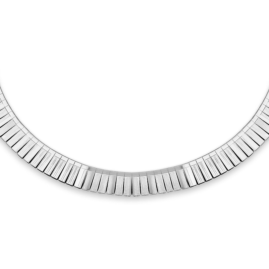 Sterling Silver Cleopatra Style Stripe Pattern Necklace 17 Inch