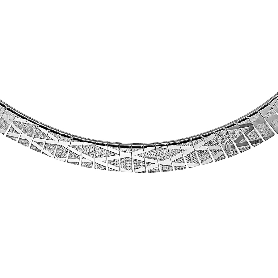 Sterling Silver Cleopatra Style Diamond Pattern Necklace 17 Inch