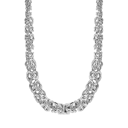 Sterling Silver 3.5mm - 6mm Graduated Byzantine Chain Necklace 18 Inch