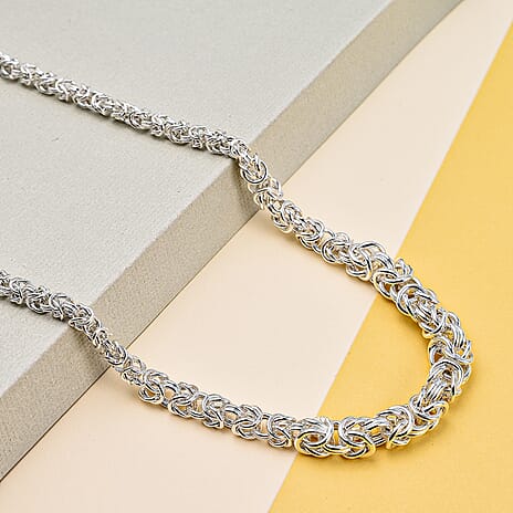 Sterling Silver 3.5mm - 6mm Graduated Byzantine Chain Necklace 18 Inch