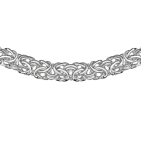 Sterling Silver Graduated Flat Byzantine Chain Necklace 18 Inch