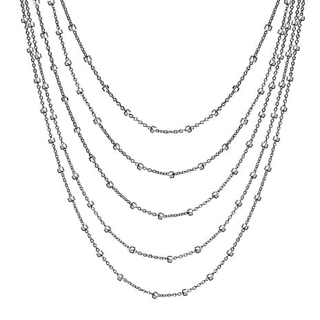 Sterling Silver Graduated Trace and Ball Chain Necklace 15 Inch