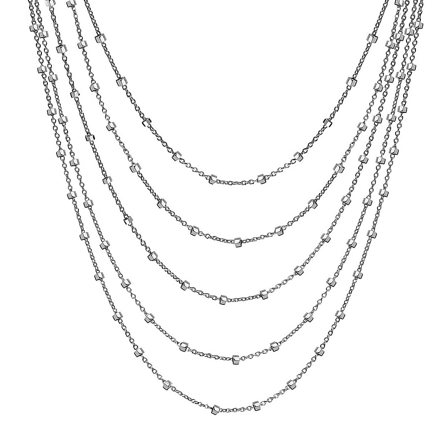 Sterling Silver Graduated Trace and Ball Chain Necklace 15 Inch