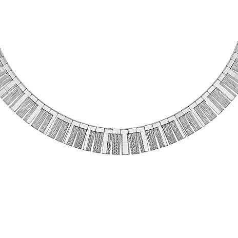 Sterling Silver Rhodium Plated 3.5mm-9mm Graduated Polished Stripe Cleopatra Necklace 17 Inch