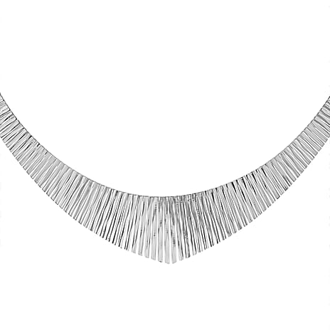 Sterling Silver Diamond Cut Graduated Cleopatra Necklace 17 Inch