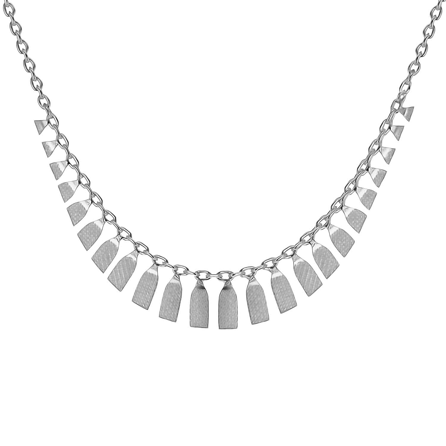 Sterling Silver 2.7mm-6.7mm Graduated Textured Cleopatra Trace Chain Necklace 16 - 17 Inch