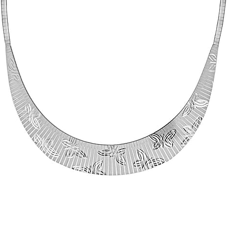 Sterling Silver Rhodium Plated 3mm-18.9mm Graduated Butterfly Cleopatra Necklace 17 Inch
