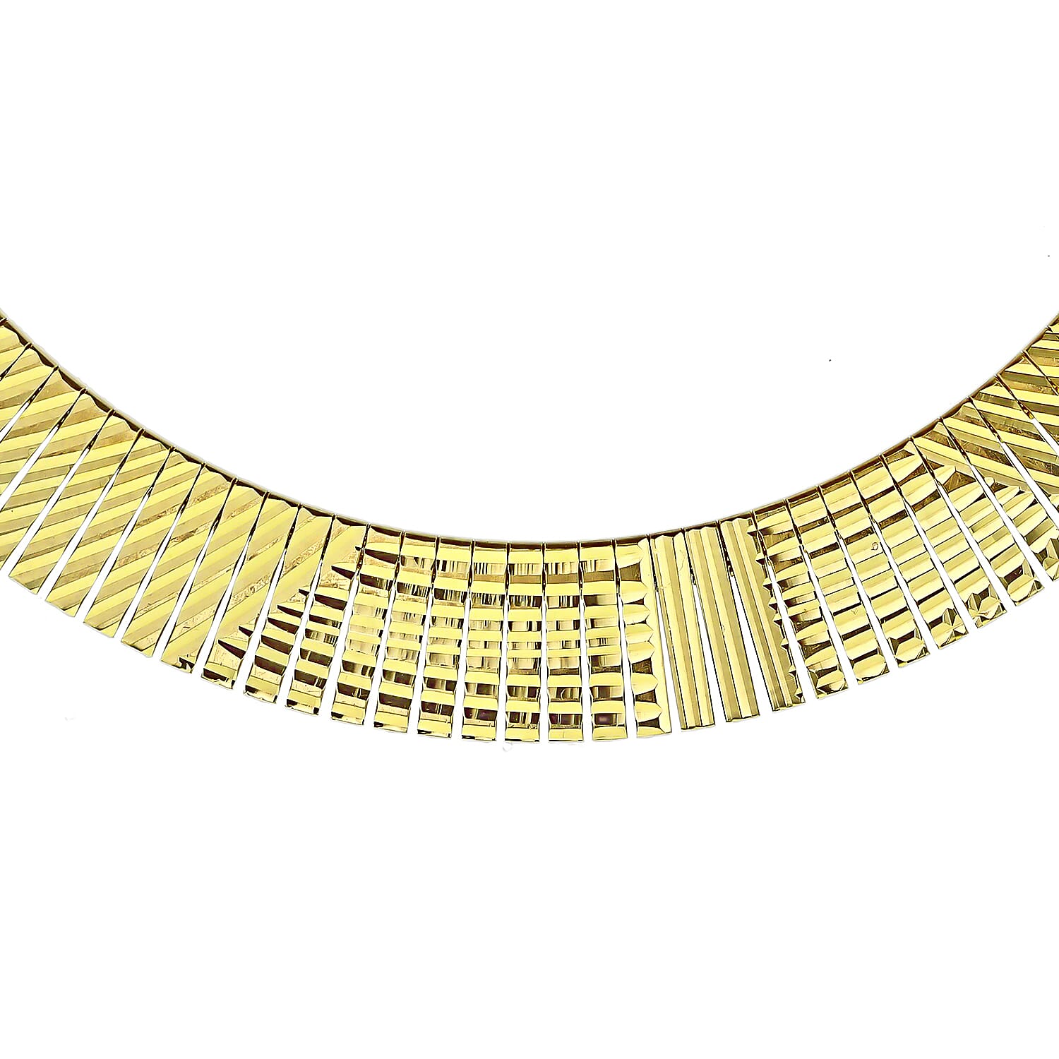 Sterling Silver Yellow Gold Plated 2.7mm - 1.9mm Graduated Diamond Cut Cleopatra Necklace 17 Inch