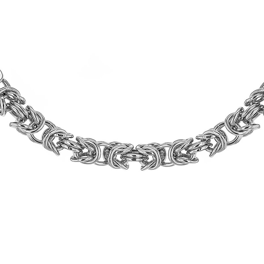 Sterling Silver Rhodium Plated 3.5mm - 6mm Graduated Byzantine Chain Necklace 18 Inch