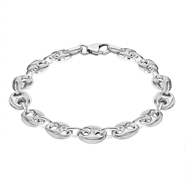 High Finish Sterling Silver Rambo and Oval-Link Chain Bracelet 8.5 Inch ...