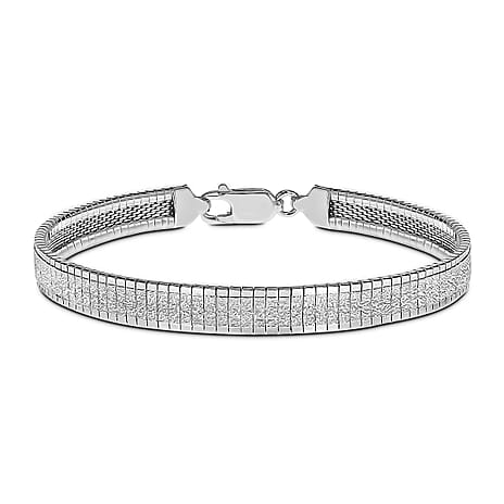 High Finish Sterling Silver 6mm Textured Flat Omega Bracelet 7.5 Inch