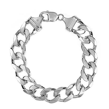 Sterling Silver 15mm Diamond Cut Curb Bracelet 9 Inch