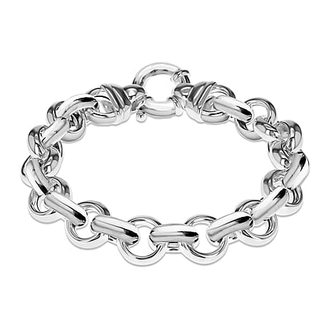Sterling Silver 11mm Round-Link Belcher Bracelet 8 Inch