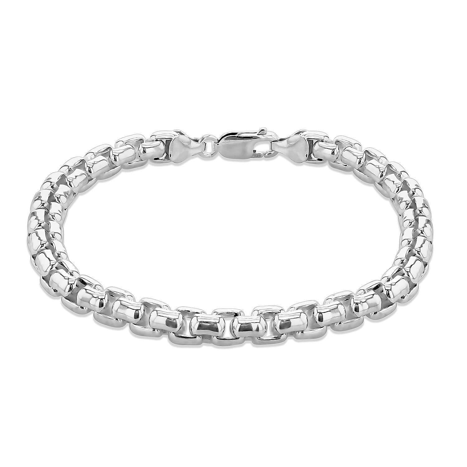 High Finish Sterling Silver 6.5mm Box Chain Bracelet 8.5 Inch