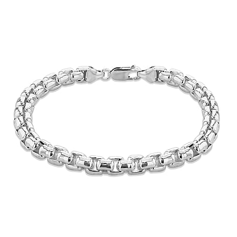 High Finish Sterling Silver 6.5mm Box Chain Bracelet 8.5 Inch