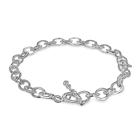 High Finish Sterling Silver Belcher Chain T Bar Bracelet 8 Inch