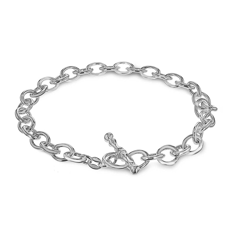 High Finish Sterling Silver Belcher Chain T Bar Bracelet 8 Inch