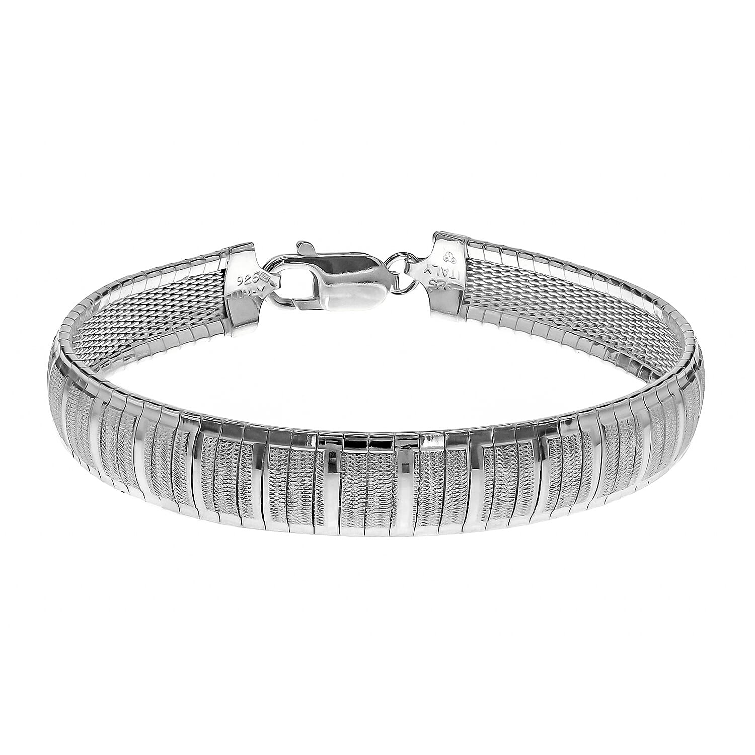 Sterling Silver Cleopatra Style Stripe Detail Bracelet 7.5 Inch