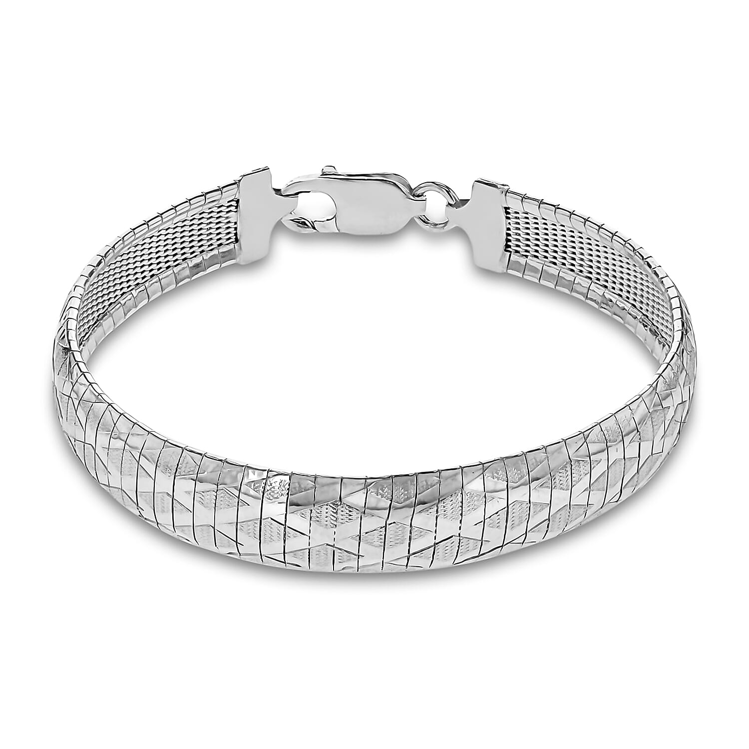 Sterling Silver Cleopatra Style Diamond Detail Bracelet 7.5 Inch