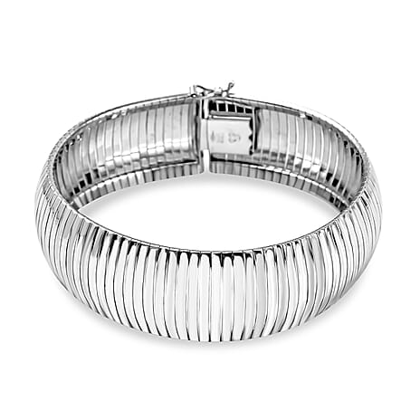Sterling Silver Rhodium Plated 2mm Diamond Cut Cleopatra Bracelet 7.5 Inch