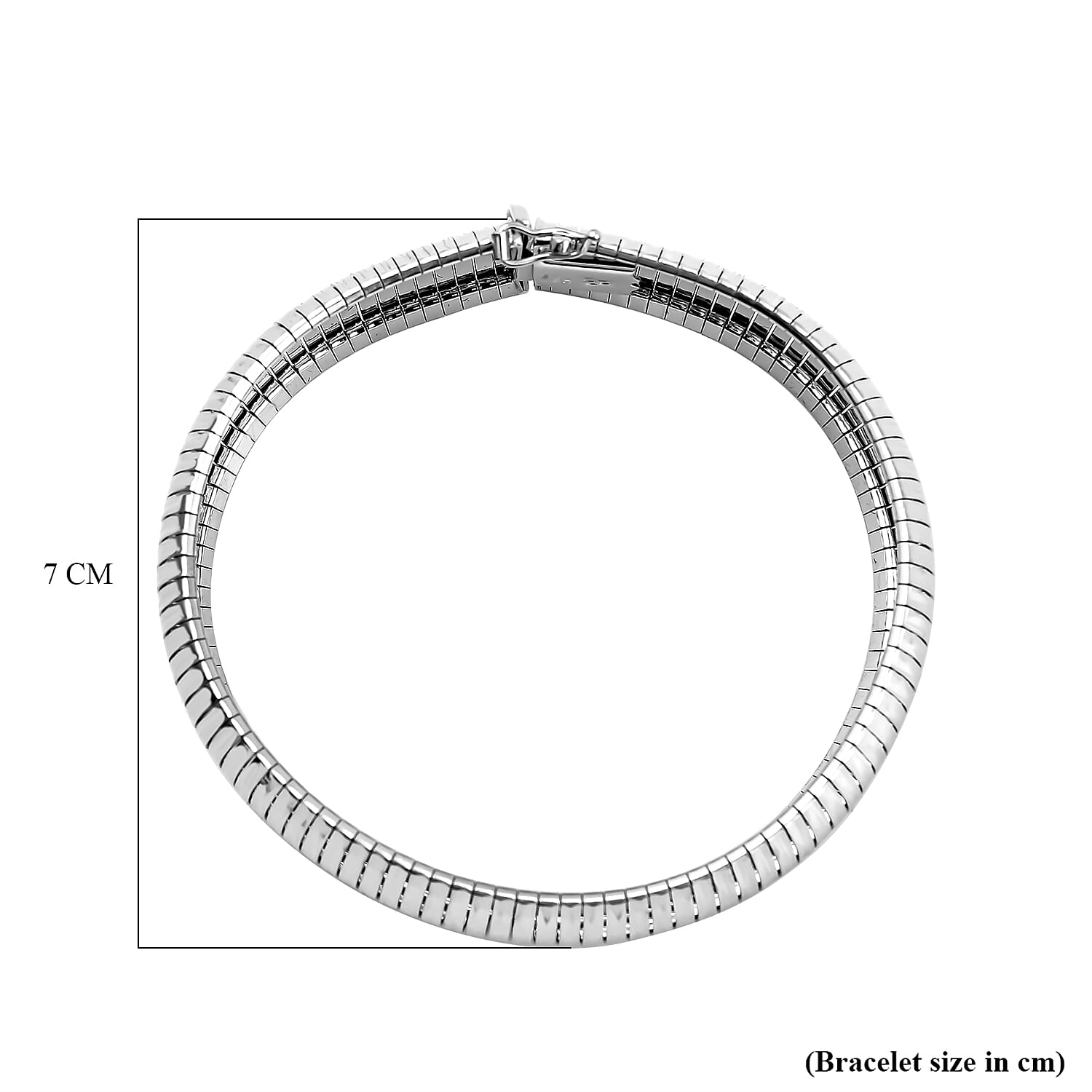 Sterling Silver Rhodium Plated 2mm Diamond Cut Cleopatra Bracelet 7.5 Inch