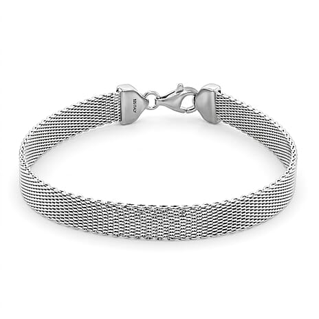 Sterling Silver 7.5mm Diamond Cut and Plain Reversible Bracelet 7.5 Inch