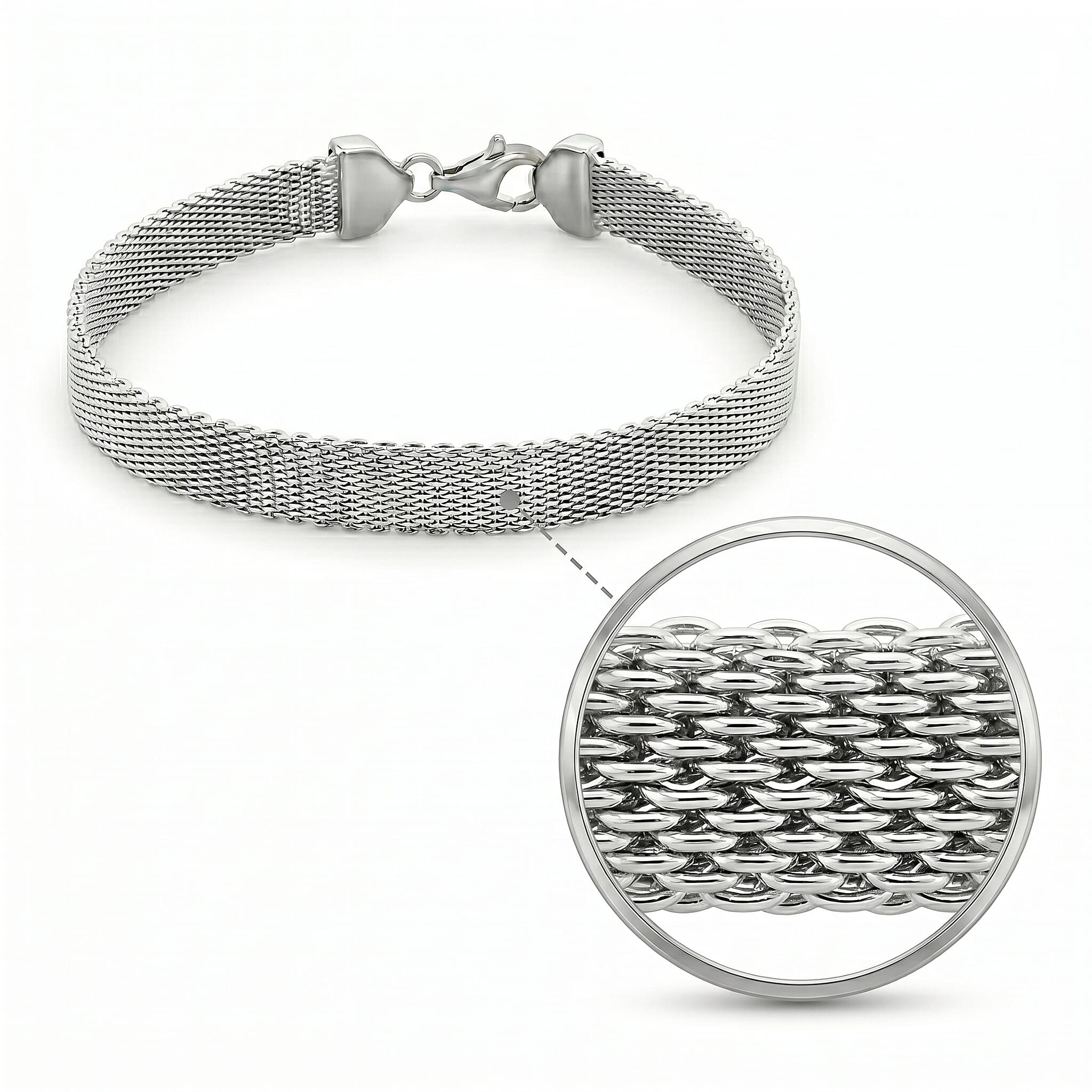 Sterling Silver 7.5mm Diamond Cut and Plain Reversible Bracelet 7.5 Inch