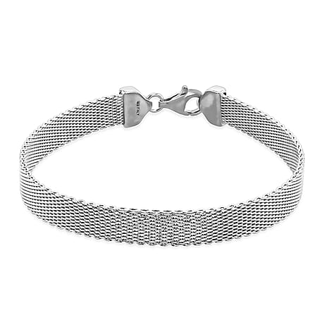 Sterling Silver 7.5mm Diamond Cut and Plain Reversible Bracelet 7.5 Inch