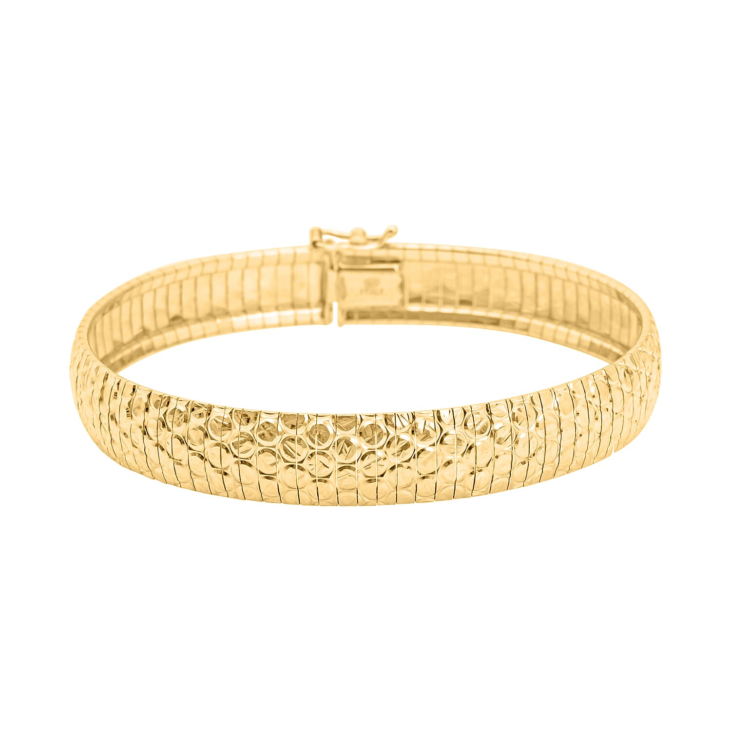 Sterling Silver Yellow Gold Plated 1mm Diamond Cut Circle-Design Cleopatra Bracelet 7.5 Inch
