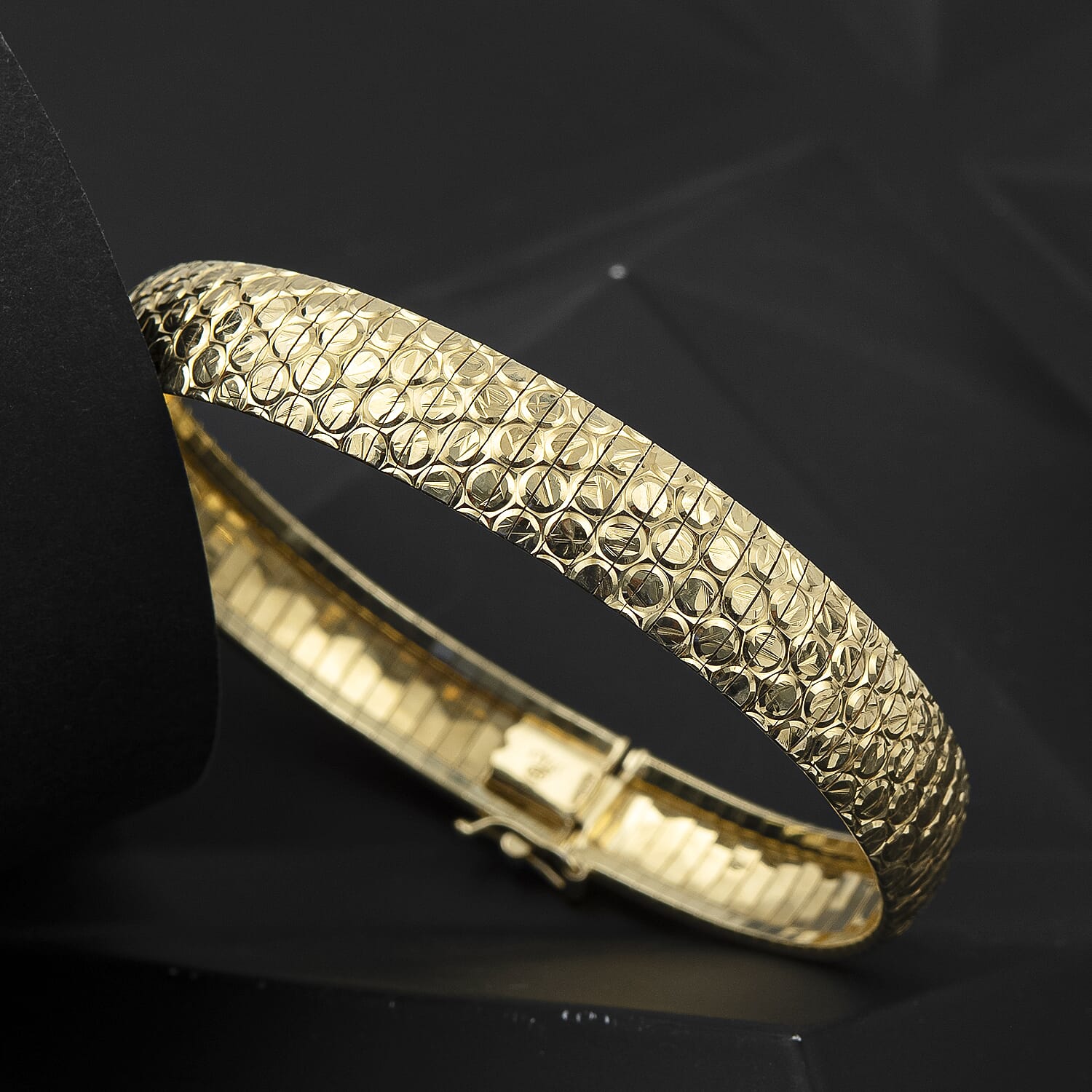 Sterling Silver Yellow Gold Plated 1mm Diamond Cut Circle-Design Cleopatra Bracelet 7.5 Inch