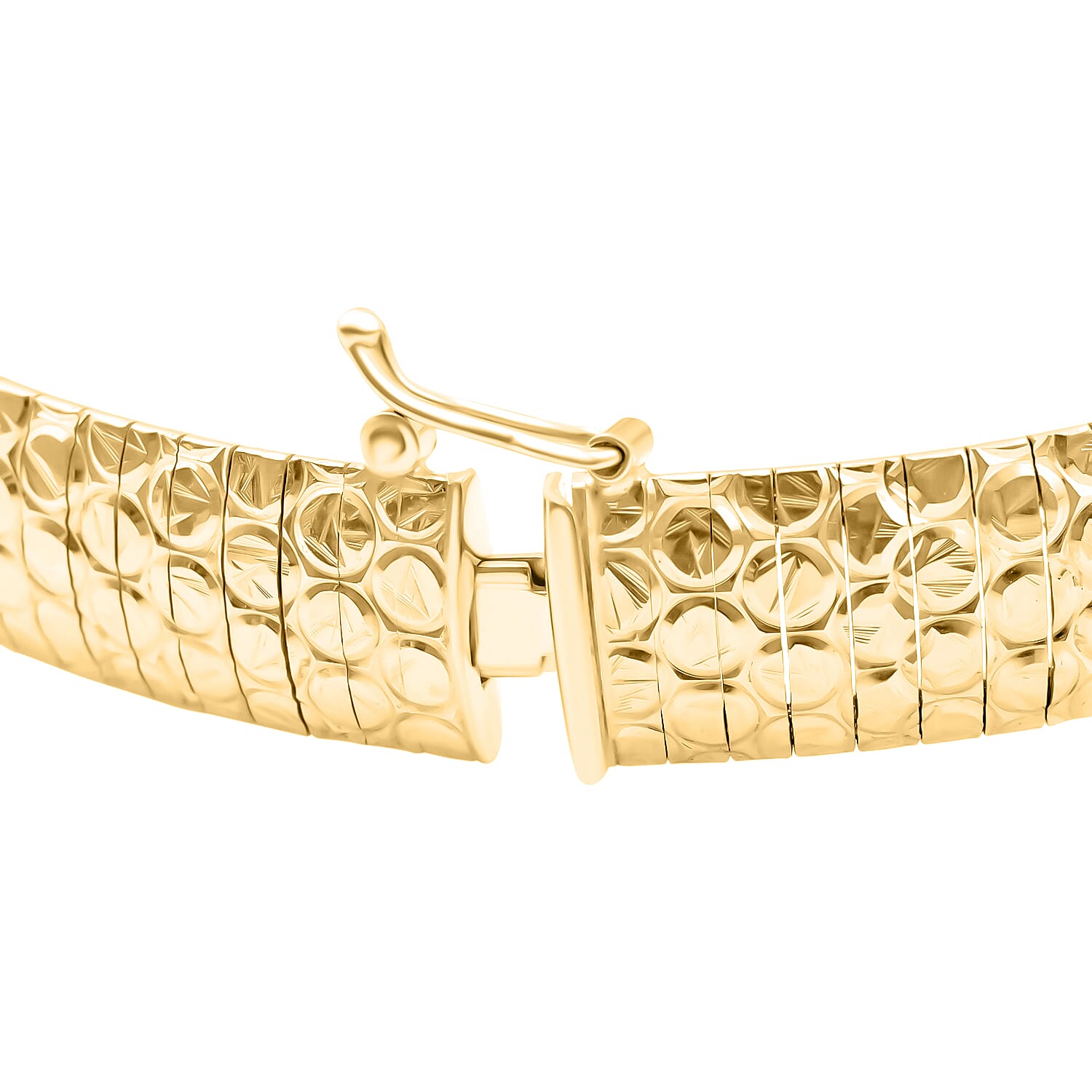 Sterling Silver Yellow Gold Plated 1mm Diamond Cut Circle-Design Cleopatra Bracelet 7.5 Inch